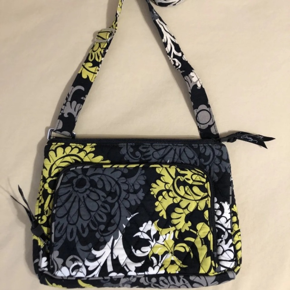 Vera Bradley Baroque Yellow Black White Crossbody Purse Shoulder Bag Retired